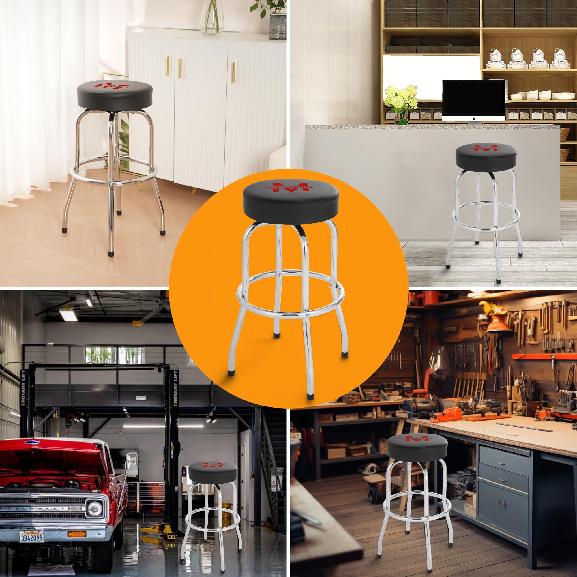Amazon.com: MaxWorks 51090 Swivel Bar Stool, Padded Seat with